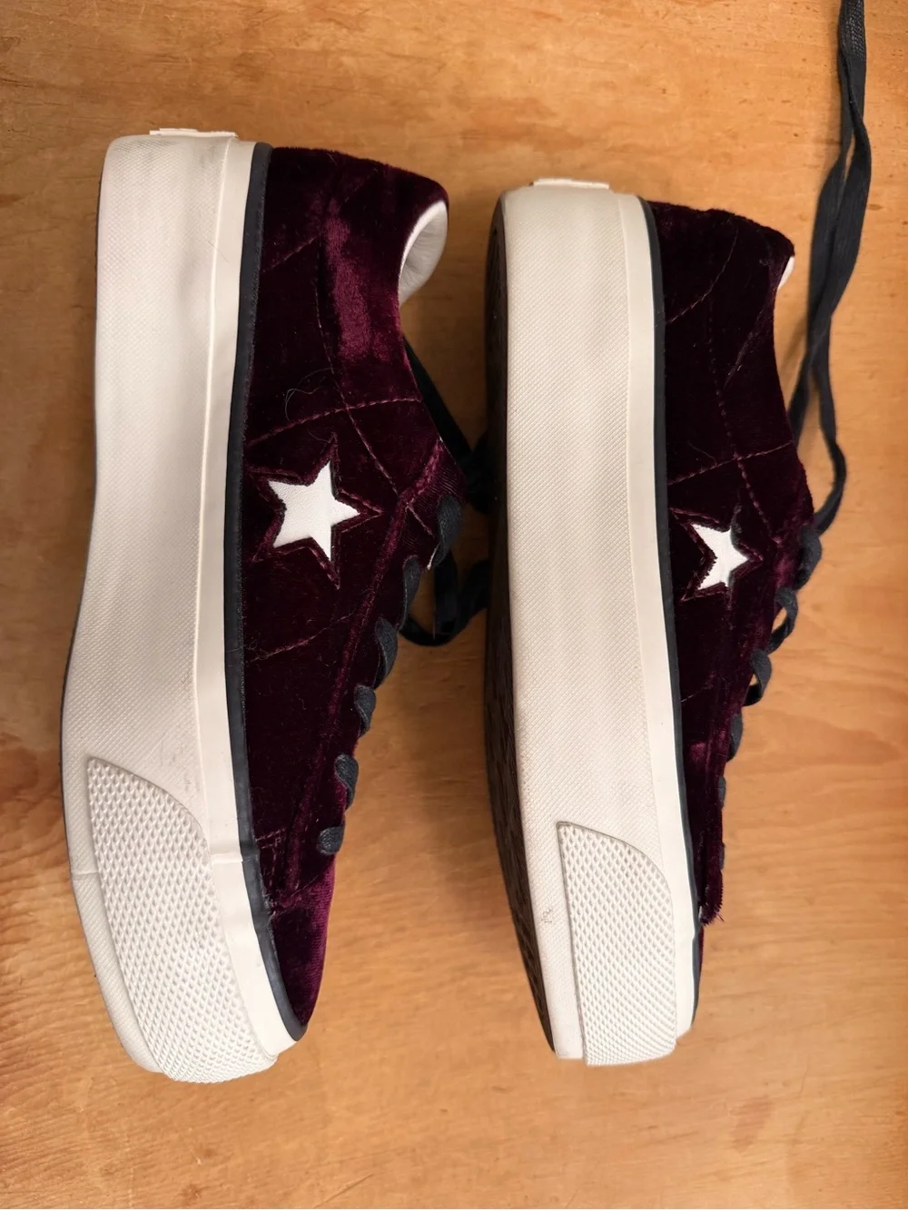 Converse, One Star, Velvet Ox Blood Platform Sneakers, sz 6.5